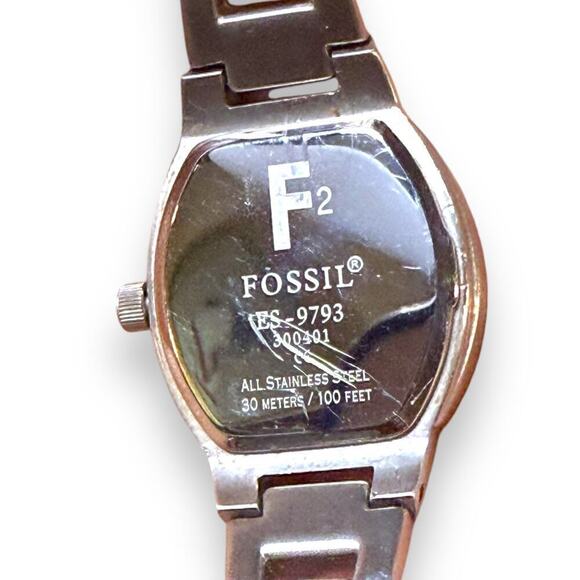 Retro Fossil F2 Watch Womens Stainless Steel Quartz Blue Yellow Dial WORKS main image 4